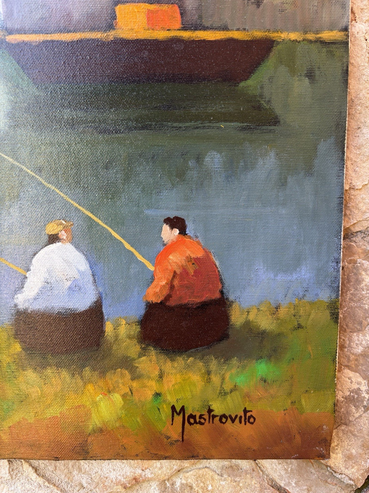 Quadro -Pesatori- Adolfo Mastrovito dipinto a olio su tela