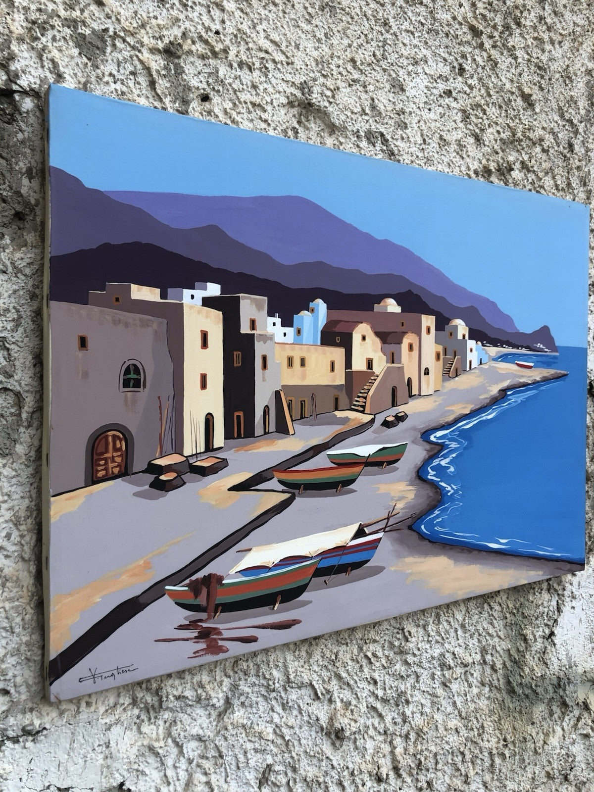 Quadro -Case Mediterranee- Vincenzo Pugliese dipinto a olio su tela